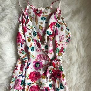 Floral wrap tank top